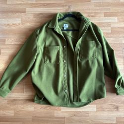 H&M Olive Green Oversized Shirt Jacket