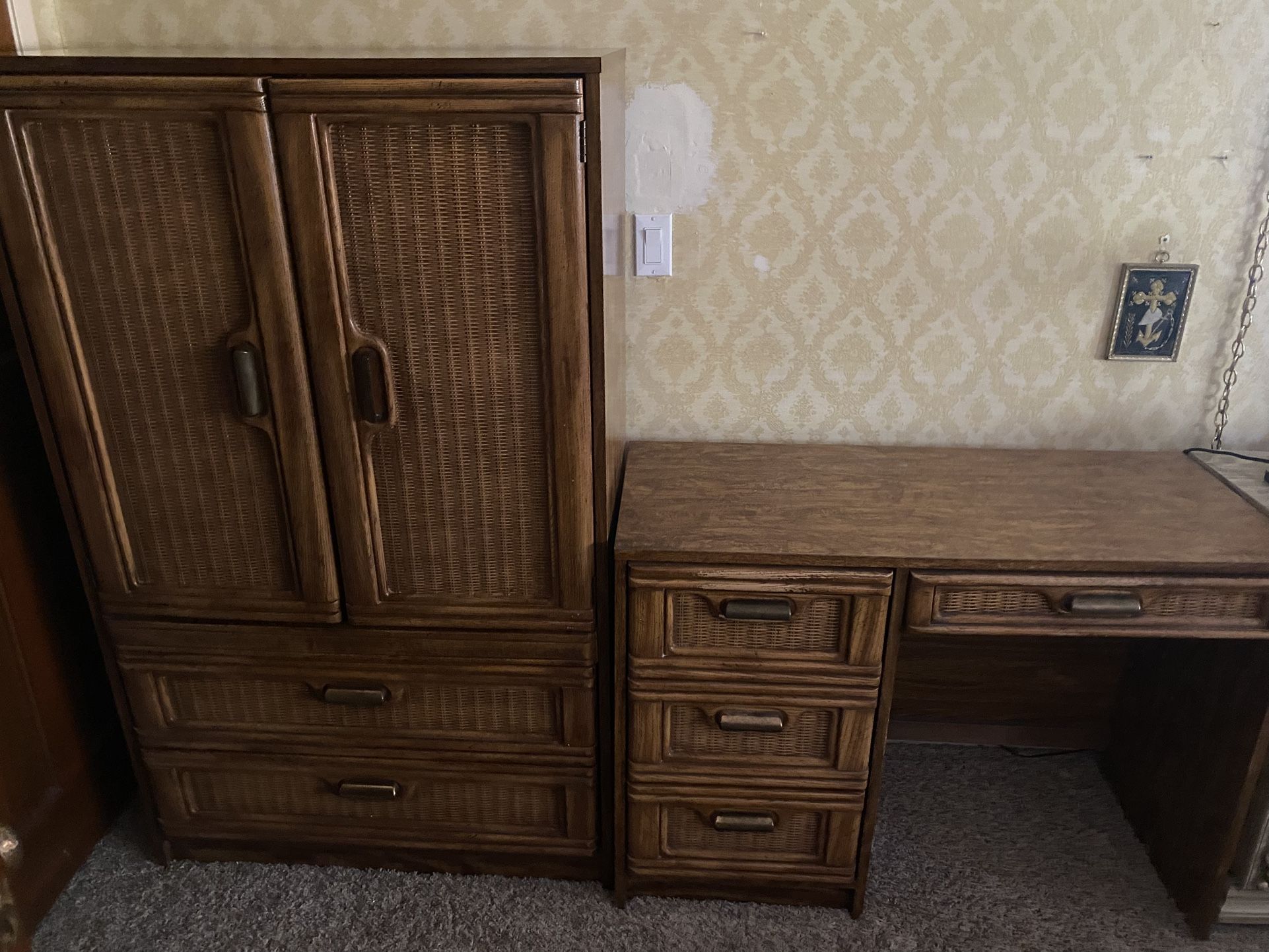 Armoire And Office Desk With Chair