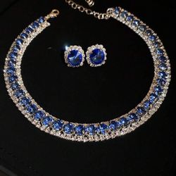 1set Crystal Necklace & Earrings Jewelry Set