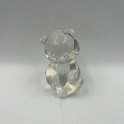Fenton Art Crystal Clear Glass Sitting Bear Figurine