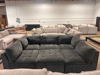Tisdale 6-Piece Gray Fabric Sectional
