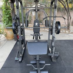 Vesta Fitness Smith Machine 1001 w/Bench Attachment | 245lb Cast Iron Olympic Weights | 7ft Olympic Bar | Fitness | Gym Equipment | FREE DELIVERY 🚚 