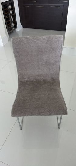 Set of 8 modern grey fabric dining chairs