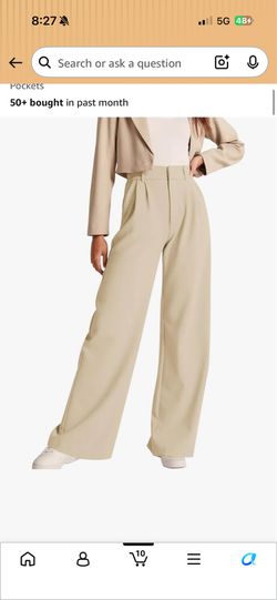 Women’s Wide Leg High Waist Pants – Apricot – Size M – New