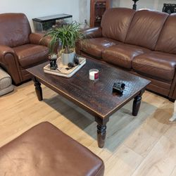 Macy's Real Leather Sofa Set