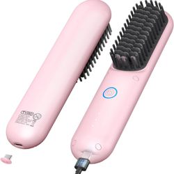 Cordless Hair Straightener Brush, TYMO Porta Straightening Brush for Women, Touch ups on-The-go Styling Hot Comb with Negative Ion, Lightweight & Mini