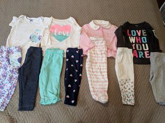 bundle clothes for baby girl 6 mo e114 4 bottoms 7 tops