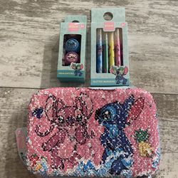 NWT Stitch Pencil Case, Stitch Highlighters, And Stitch Markers