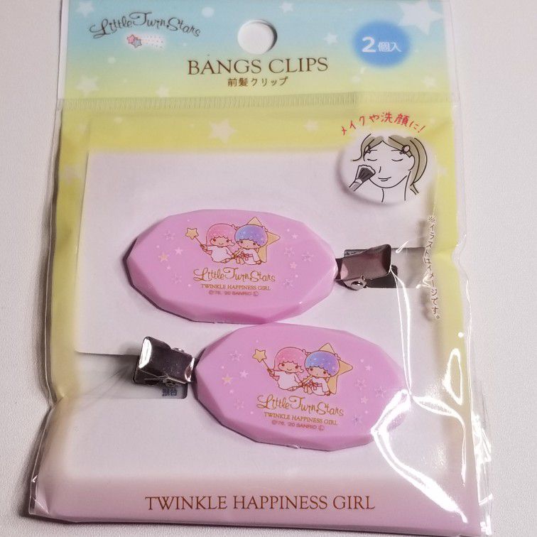 Sanrio Little Twin Stars Kiki Lala Hair Bangs PINK Clips 2 Pcs Hello Kitty Friends