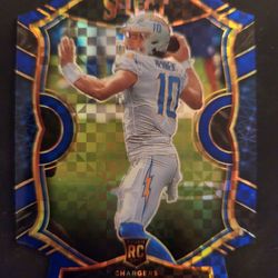 Justin herbert rookie die cut blue checker