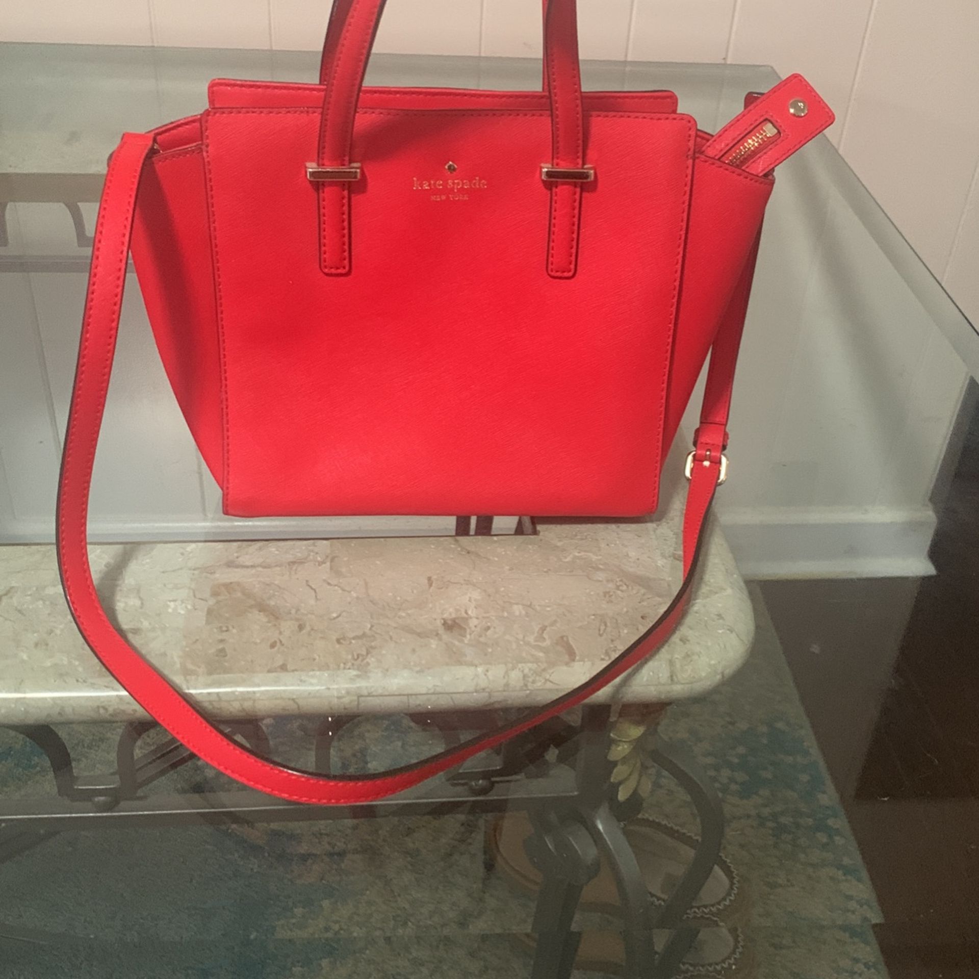 Kate Spade Rory Cherry Red Satchel Leather Purse