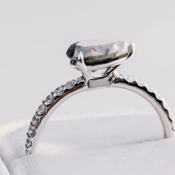 Pear Rose Cut Rustic Engagement Ring