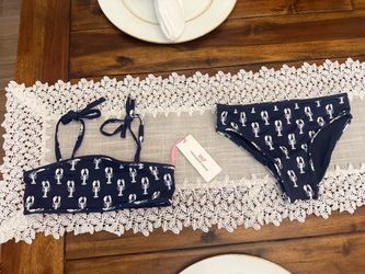 NWT Vineyard Vines Girls Size 7-8 Navy Blue Bikini Set