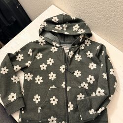 Cat jack 6 7 girls fleece lined zipper hoodie gray flowers