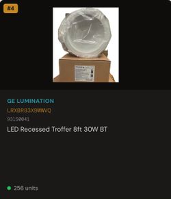 LED Recessed Troffer 8ft 30W BT