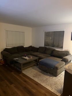 Large Gray U-Shaped Sectional Sofa