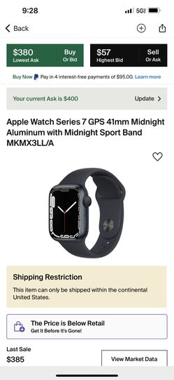 Apple Watch Series 7 GPS 41mm Midnight Aluminum with Midnight Sport Band MKMLL/A
