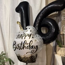 Helium Birthday Balloons Numbers 16, 1, 6,  19, 91, 61