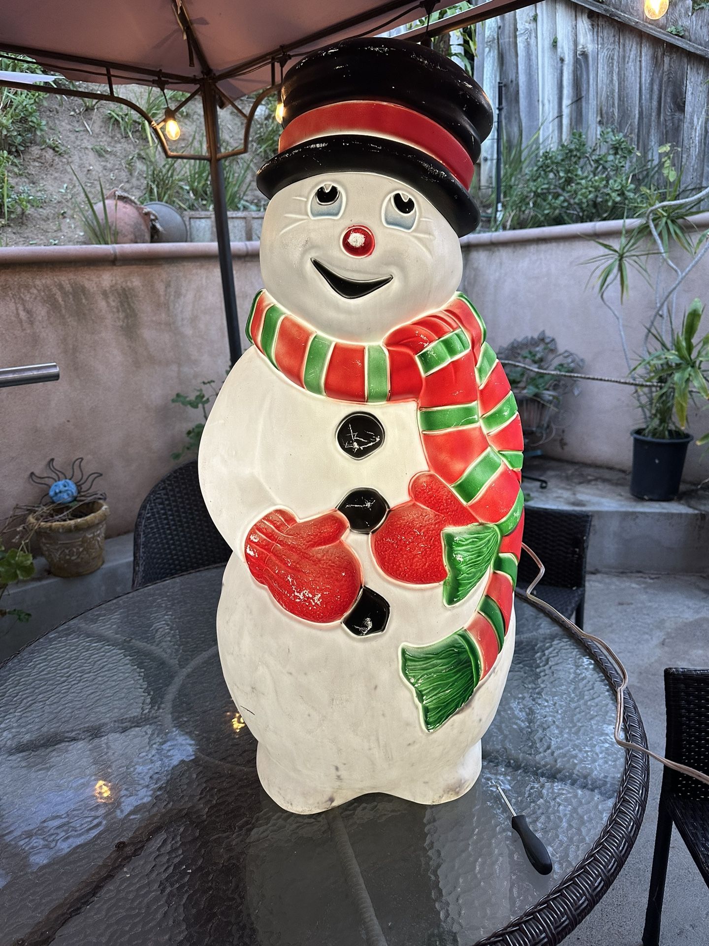 Christmas Blow Molds Vintage Snowman 39” Tall Condtion