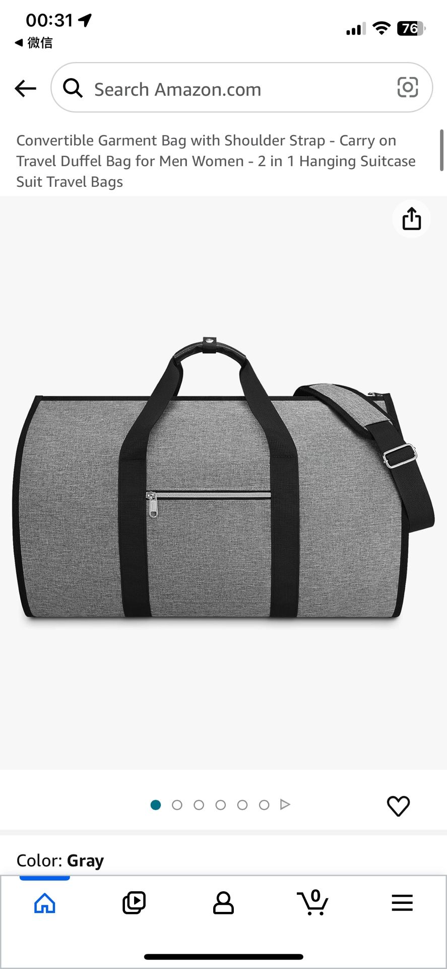 Garment Bag for Travel, Carry On Garment bag, Convertible Duffel Bag with Shoe Compartment, Perfect for Business Trips and Weekend Getaways,LT Grey