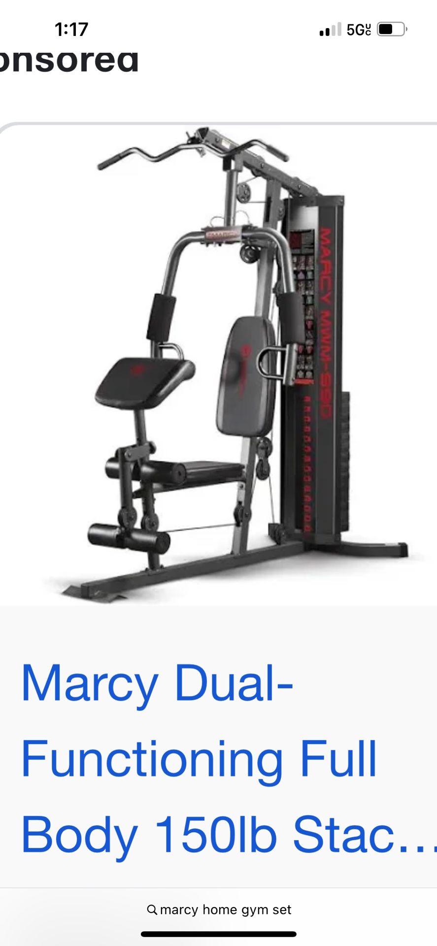Marcy Home Gym Like New