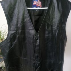 USA Leather Vest 4xl