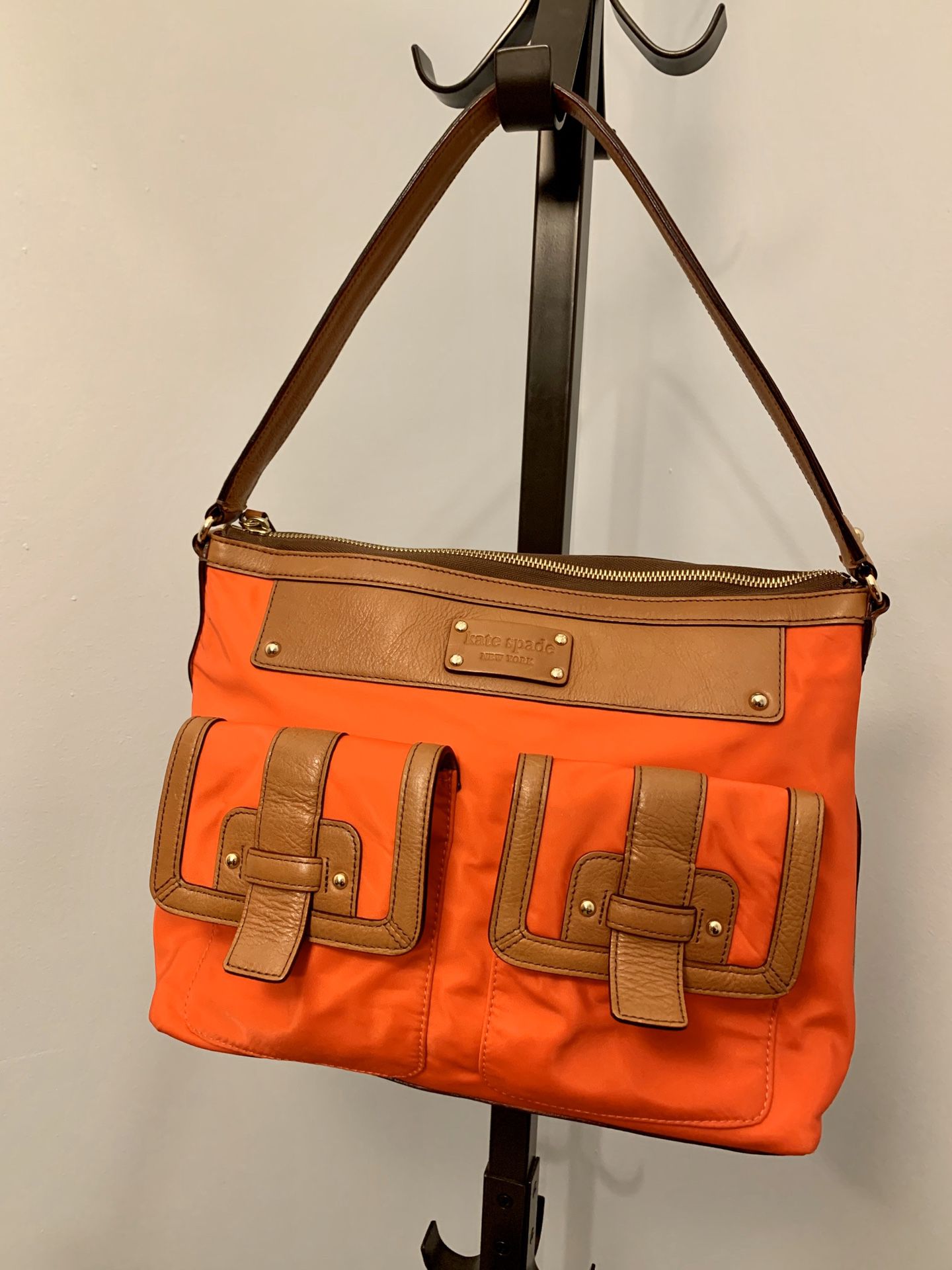 Kate Spade Orange and Brown Leather Bag