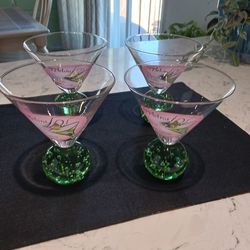 Vintage "Appletini" Martini Glasses