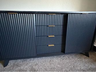 T4TREAM 60" Fluted Dresser with sliding doors and 4 Drawers