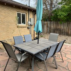 6-Person Patio Dining Table Set with Umbrella