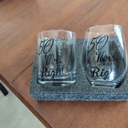 50th Wedding Anniversary Engraved Glasses 
