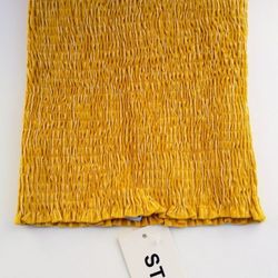 Tube Top "New with Tag" Strapless Pleated Mustard Yellow ~ Size: S /M Stretch Material Brand: Stidy • Women's Clothing, Tops & Summer Wear, Crop Tops
