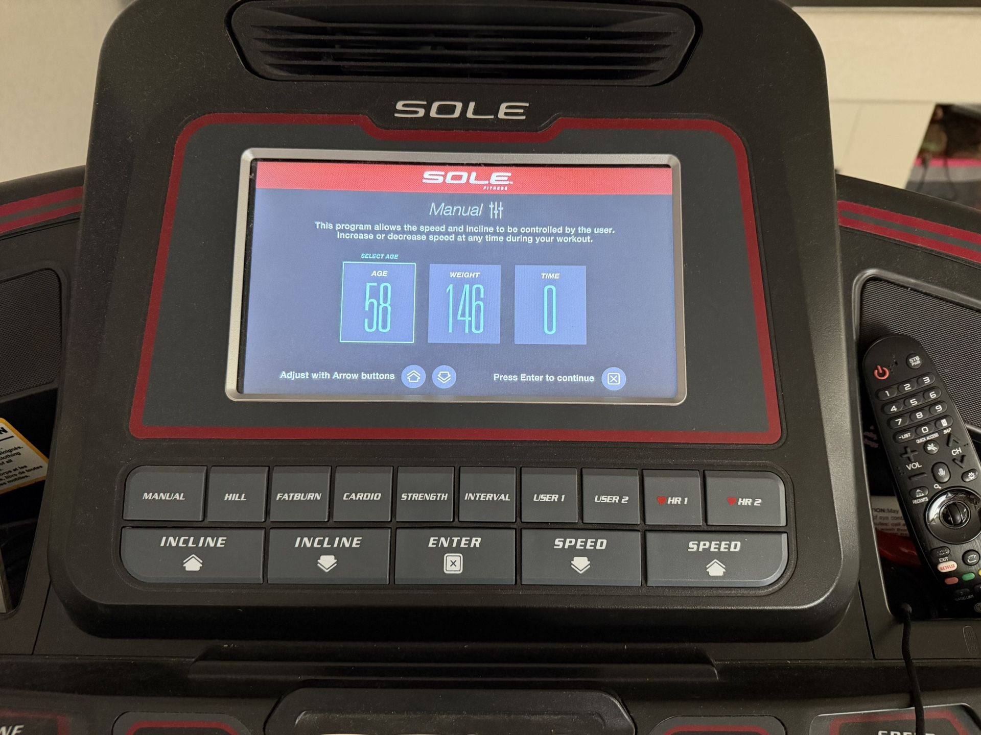 Sole Treadmill  Console