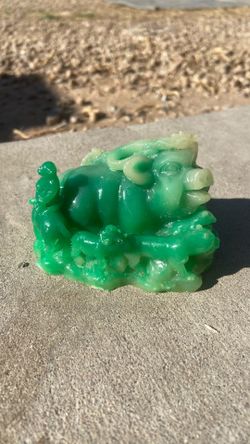 Green Jade Pig + Red Jade Tiger Zodiac Figurines