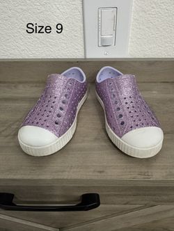 Native Shoes Girl's Jefferson Purple Bling Glitter Size 9