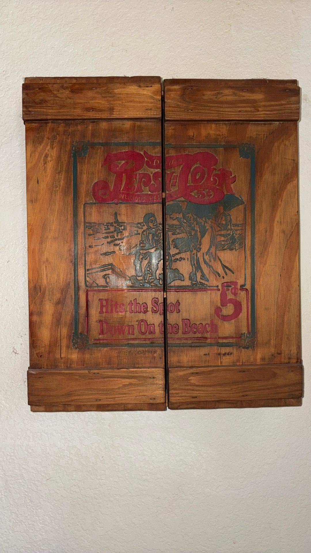 A Wooden Pepsi-Cola Soda Holder Turn Into A Shelf Cabinet