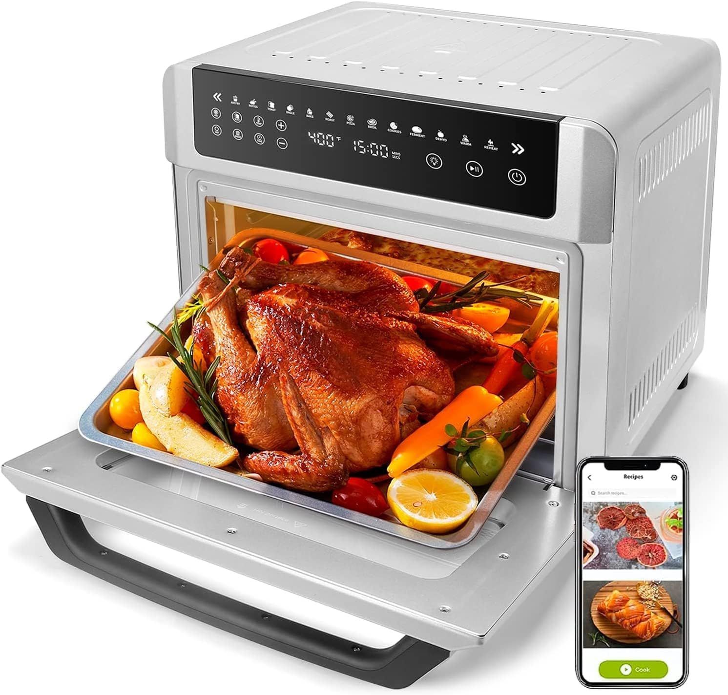 Gevi Air Fryer Toaster Oven Combo, Large Digital LED Screen Convection Oven with Rotisserie and Dehydrator, Extra Large Capacity Countertop Oven