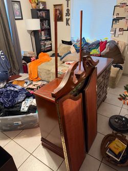 Wooden Vanity Dresser with Mirror Frame