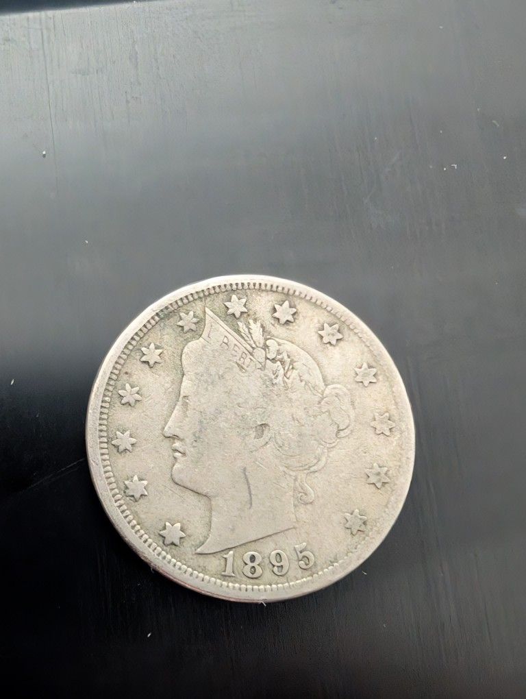 1895 V Nickel Coin, Partial Liberty Shows