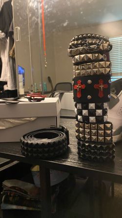 studded cuffs and studded belt