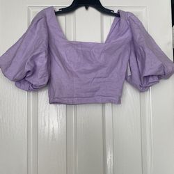New Open edit Crop Top Puff Sleeve