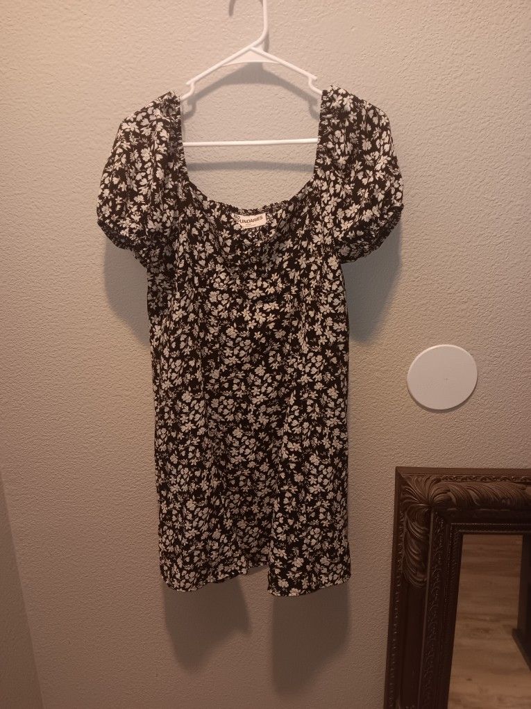 No Boundaries Black and White Floral Mini Dress