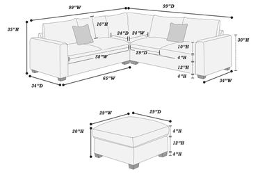 L shape sectional with ottoman included