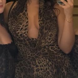 Cheetah Low Neckline Open Back Dress 