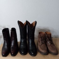3 Pairs Men's Leather Boots Size 7 