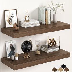New!✨ 36x12x2 walnut wood grain floating shelf set. Retails for $100.  Buy one or two sets