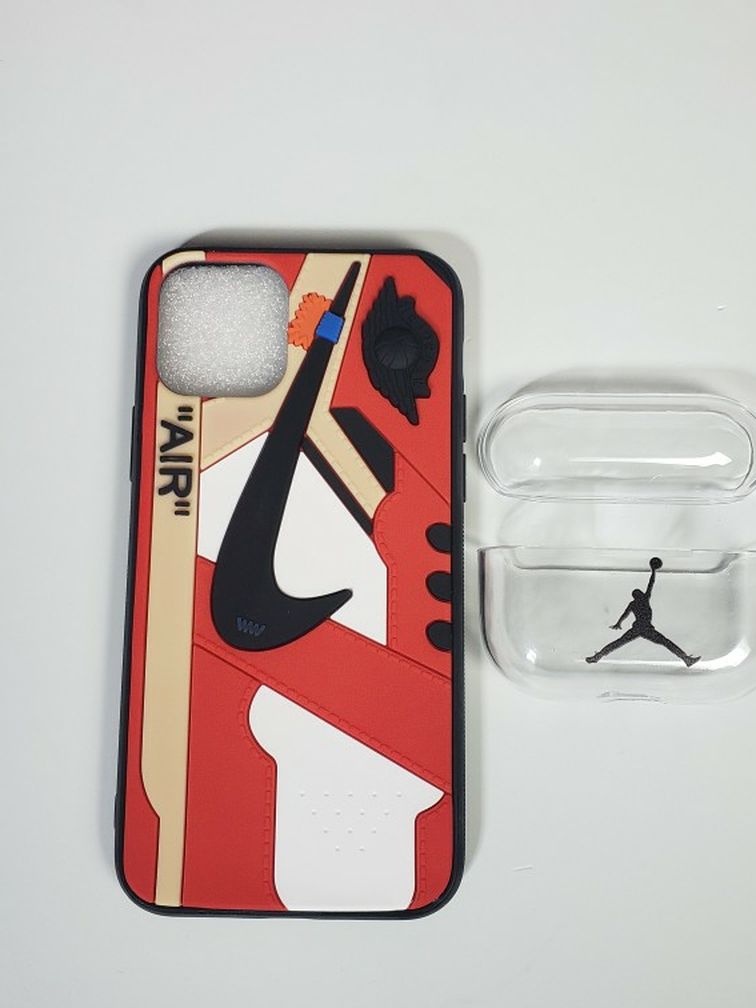 IPhone 11 Pro Sneaker Silicone Case and AirPods Pro Clear case Protective