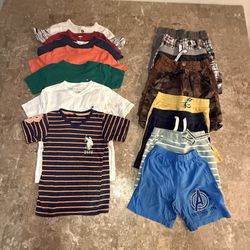 Boys 4T Clothing Lot- 16pc- Plaid Shorts Striped Camo T Shirts  Gray Brown Orange 