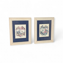 Vintage 90s Blue Hummingbird Floral Wooden Wall Decor Set Laurie Korsgaden