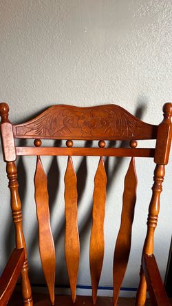 Wooden Chair with Carved Floral Back